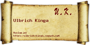 Ulbrich Kinga névjegykártya